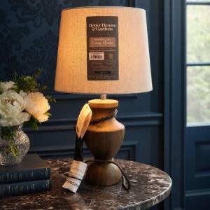 Better Homes & Gardens Artisan Turned-Wood Table Lamp with Linen Shade
