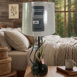 Better Homes & Gardens Rustic Antler Table Lamp with Textured Linen Shade