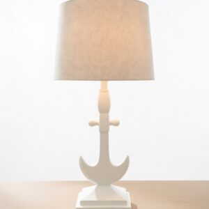 Modern Nautical Anchor Table Lamp with Fabric Shade (White Base)