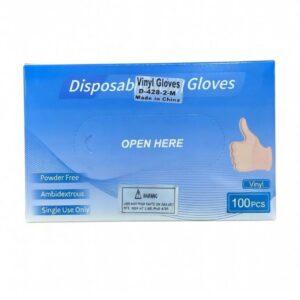Premium Disposable Vinyl Gloves – 100 Count Powder-Free & Ambidextrous Clear Protective Gloves – Size Medium