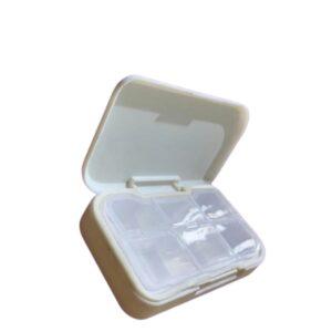 Portable 8-Compartment Travel Pill Organizer – Compact Daily Vitamin & Medicine Storage Case with Individual Secure Lids (Off-White)