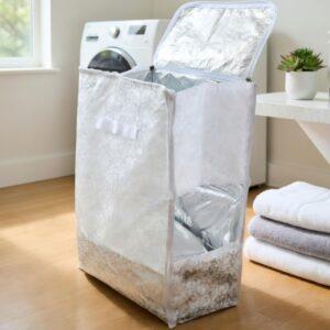 Premium Floral Standing Laundry Hamper – Collapsible Waterproof Storage Bag with Transparent Viewing Window and Zippered Lid