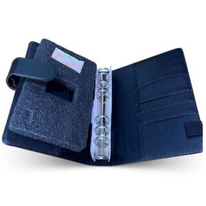 Professional A6 6-Ring Refillable Binder Organizer – Sleek Black Vegan Leather Journal Cover with Card Slots, Pen Loop, and Magnetic Buckle