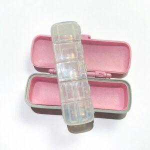 Eco-Friendly Portable Pill Organizer – 8 Compartment Travel Vitamin Case & Jewelry Box – Moisture-Proof Pocket Medicine Container (Blush Pink)