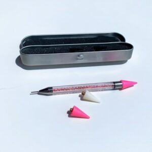 Professional Nail Rhinestone Picker Dotting Tool Set – Dual-Ended Wax Pen for 3D Nail Art and Diamond Painting with Protective Metal Storage Case