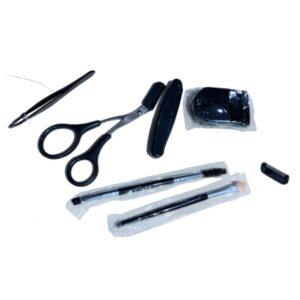 7-Piece Professional Eyelash Curler and Eyebrow Grooming Set – Complete Eye Makeup Tool Kit with Trimming Scissors, Tweezers, Folding Razor, and Brushes (Black)