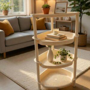 Multipurpose 4-Tier Corner Shelving Unit – Space-Saving Triangular Storage Rack and Organizer for Living Room, Bathroom, and Kitchen