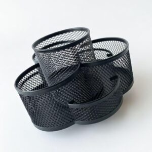 Black Metal Mesh Desktop Organizer – Tiered Stationery Holder and Office Supply Caddy for Pens, Pencils, and Art Supplies
