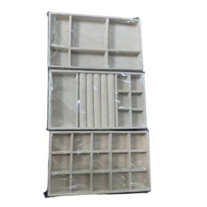 Stackable Velvet Jewelry Tray Set – Modular Drawer Organizer for Rings, Earrings, Necklaces, and Watches – Soft Jewelry Display Trays