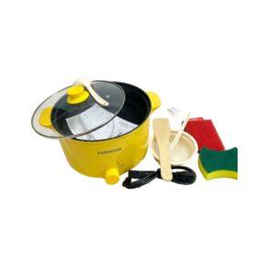 Multi-Functional 1.5L Electric Hot Pot – Non-Stick Cooking Pot with Full Accessory Kit – Portable Yellow Skillet for Frying, Boiling, and Steaming