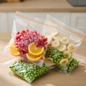 Airtight Reusable Food Storage Slider Bags – Leak-Proof Moisture-Resistant Freezer Safe Bags with Writable Labels