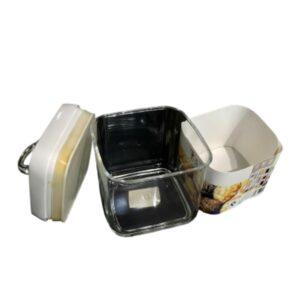 Airtight Stackable Glass Pantry Canister – Clear Square Food Storage Jar with One-Touch Pop-Lock Lid