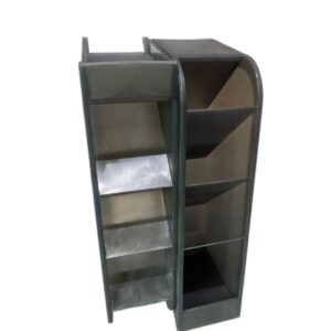 Multi-Slot Vertical Stationery Organizer – 4-Compartment Slanted Desktop Storage Holder – Grey