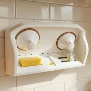 Heavy-Duty Suction Cup Wall Shelf – No-Drill Bathroom & Kitchen Storage Caddy – 3kg Capacity White Organizer Tray
