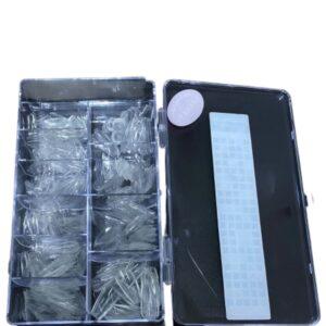 500-Piece Professional Clear Full Cover False Nail Tips Set – 10 Sizes in Organized 10-Slot Storage Case for Acrylic and Gel Extensions