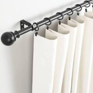 28-Pack Matte Black Metal Curtain Rings with Heavy-Duty Tension Clips – Universal Drapery Hangers for 1-Inch Rods
