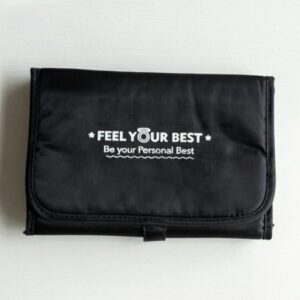 Inspirational Tri-Fold Travel Makeup Organizer – Portable Multi-Compartment Cosmetic Bag & Toiletry Case with Motivational Quotes (Sleek Black)