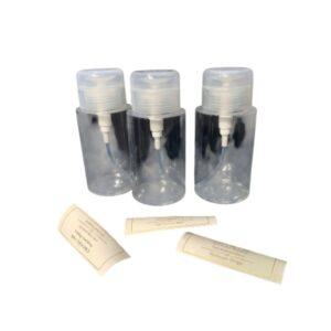 Traveling Sub Bottle Manicure Display Bottle Set – 200ml Push-Down Pump Dispenser for Nail Polish Remover & Toner – Professional Refillable Containers with Elegant Labels