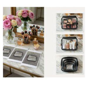 Transparent PVC Cosmetic Organizer Set – Waterproof Makeup Packaging Bags with Reinforced Trim and Nesting Design