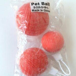Textured Mesh-Wrapped Red Pet Ball Set – Multi-Size Trio (Small, Medium, & Large) for Fetch and Play
