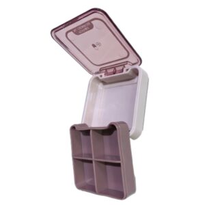 Portable 4-Compartment Daily Pill Organizer – Compact Travel Medicine Case with Removable Divider and Tinted Translucent Lid (Dusty Rose)