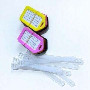 Assorted Multi-Color Luggage ID Tags with Clear Adjustable Straps – 5-Pack Vibrant Travel Baggage Labels for Suitcases, Backpacks, and Carry-ons